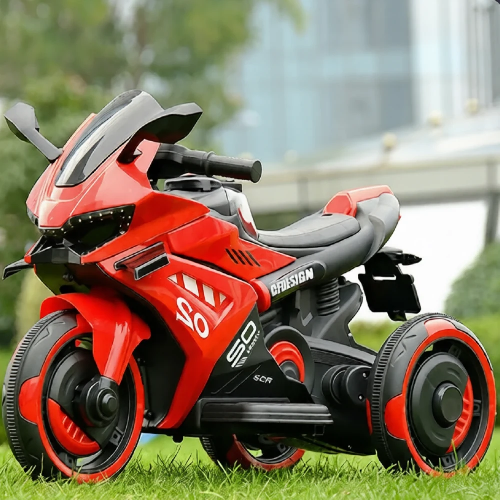 Motocicletă electrică pentru copii cu telecomandă, roșie (96789) [3]