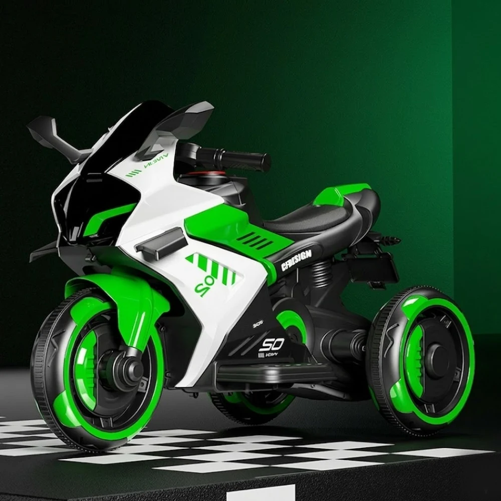 Motocicletă electrică pentru copii cu telecomandă, verde (18528) [3]