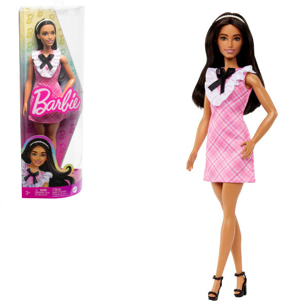 Păpușa Barbie "Fashionista cu părul  negru și rochie cu carouri” [9]
