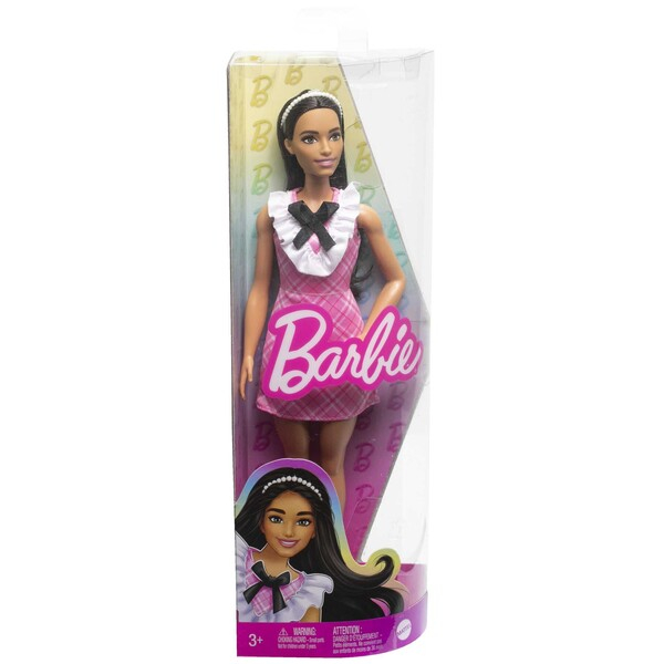 Păpușa Barbie "Fashionista cu părul  negru și rochie cu carouri” [7]