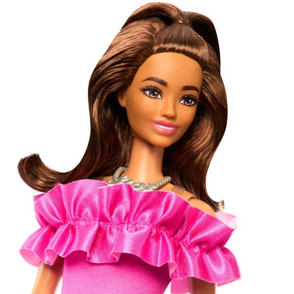 Păpușa Barbie "Fashionista cu părul ondulat șaten și o rochie roz" [4]
