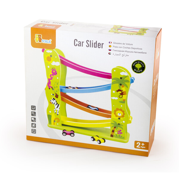 Pistă auto din lemn cu tobogan și mașini [2]