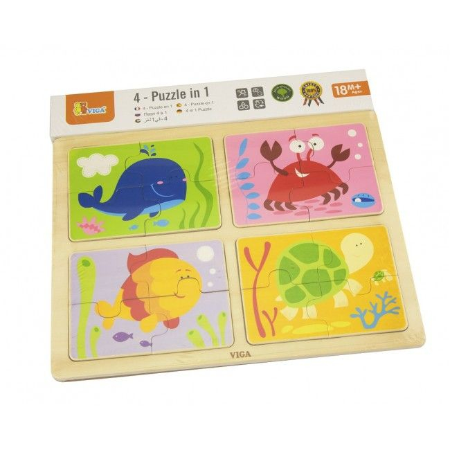 Puzzle din lemn 4 în 1 "Locuitorii mării" [2]
