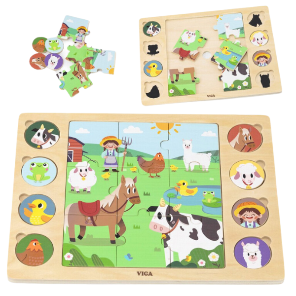 Puzzle din lemn "Animale de fermă" 17 elem. [3]
