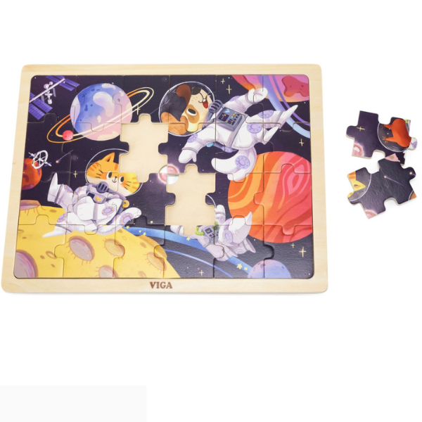 Puzzle din lemn "Animalele în cosmos", 24 elem. [3]
