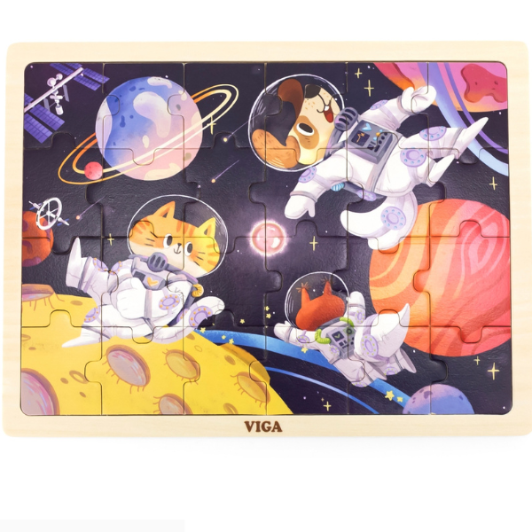 Puzzle din lemn "Animalele în cosmos", 24 elem. [2]