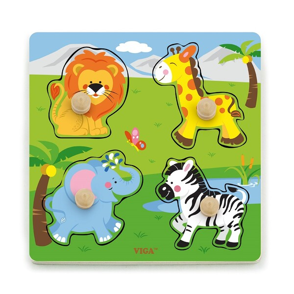 Puzzle din lemn cu buton „Animale sălbatice" [1]