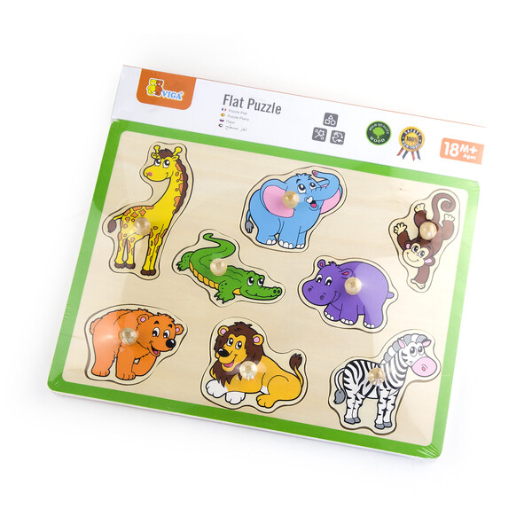 Puzzle din lemn cu buton „Animale sălbatice" 8 elem. [6]