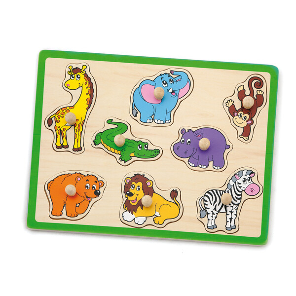 Puzzle din lemn cu buton „Animale sălbatice" 8 elem. [7]