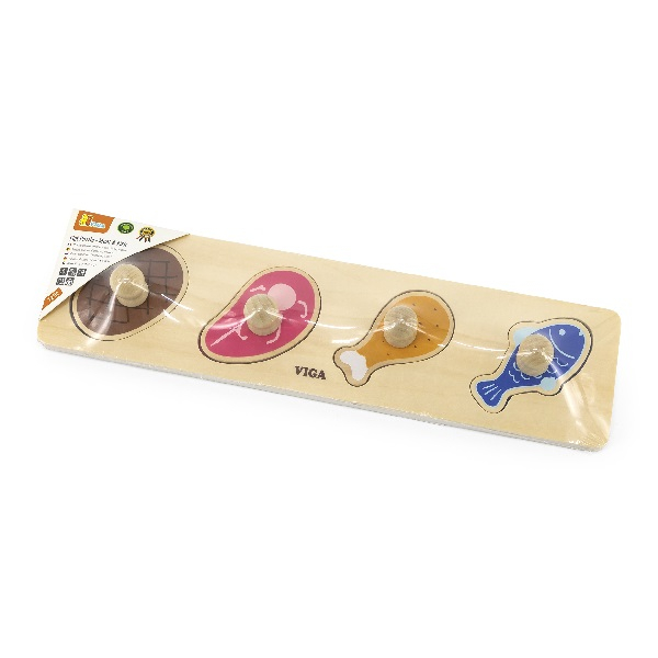 Puzzle din lemn cu buton „Carne și Peste" [3]