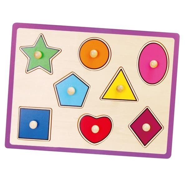 Puzzle din lemn cu buton „Figuri geometrice" [1]
