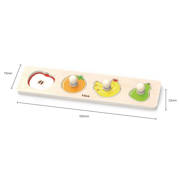 Puzzle din lemn cu buton „Fructe" [3]