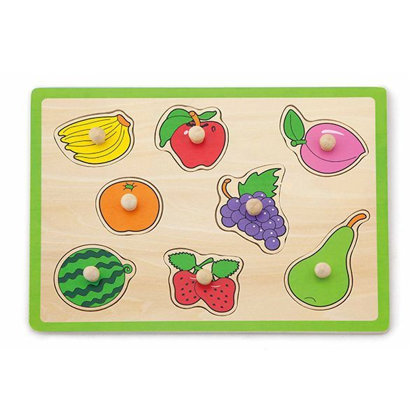 Puzzle din lemn cu buton „Fructe" 8 elem. [1]