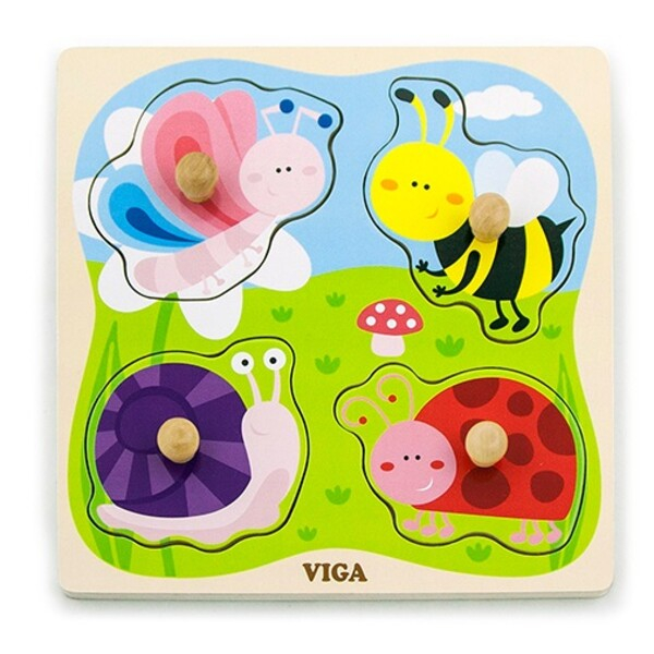 Puzzle din lemn cu buton „Insecte” [1]