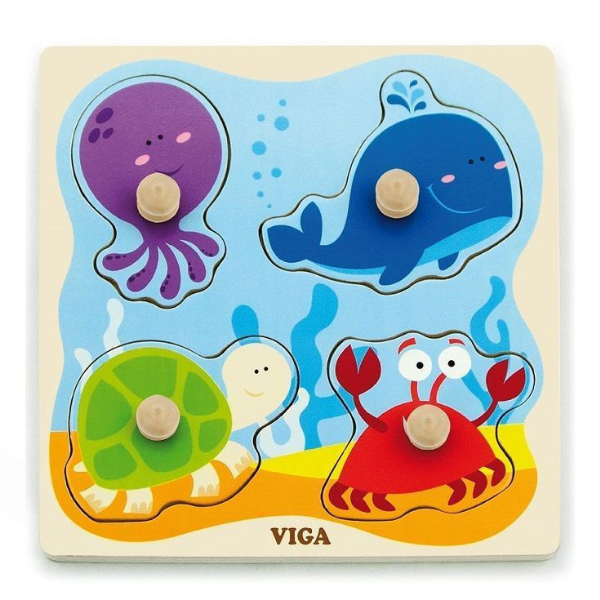 Puzzle din lemn cu buton „Locuitorii maritimi" [1]