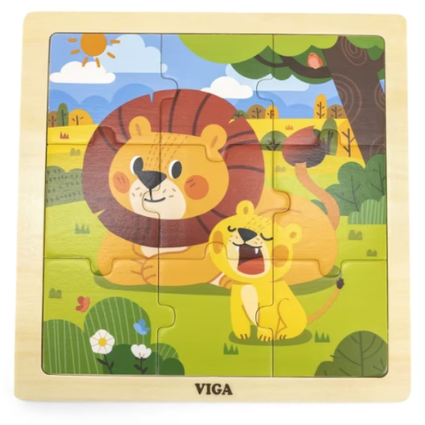 Puzzle din lemn "Leoaică și puiul de leu", 9 elem. [2]