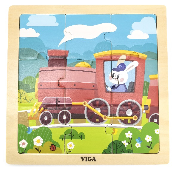 Puzzle din lemn "Locomotivă" 9 elem. [5]
