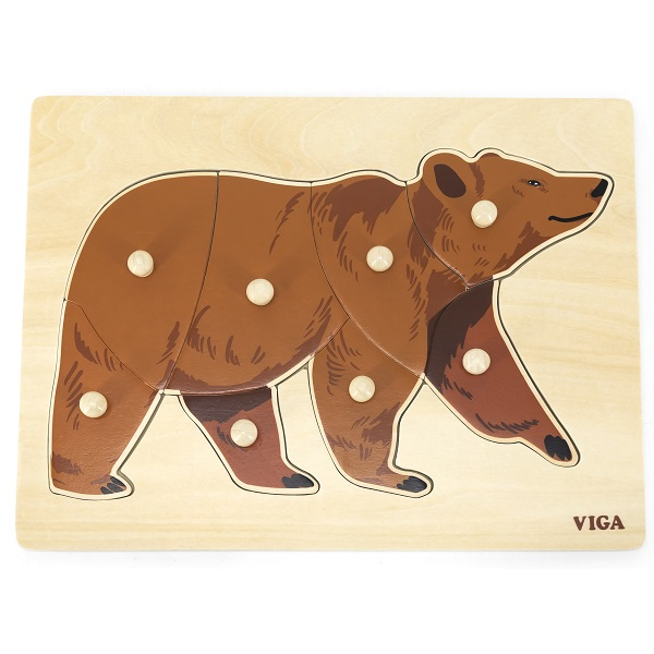 Puzzle din lemn Montessori cu buton „Urs" [1]