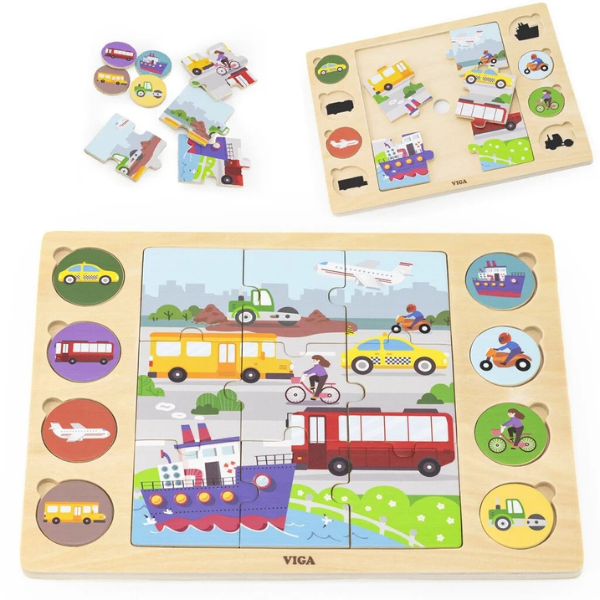 Puzzle din lemn "Transport" 9 elem. [4]