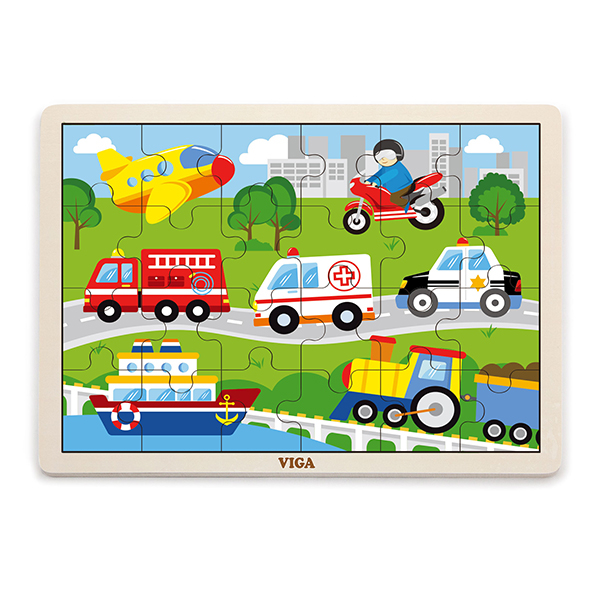 Puzzle din lemn "Vehicule" 24 elem. [1]