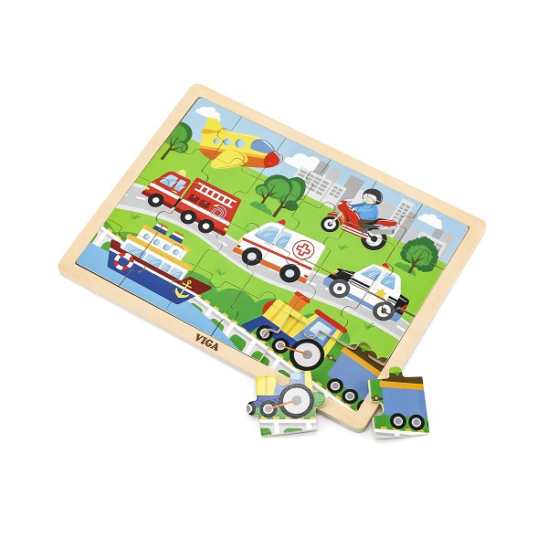 Puzzle din lemn "Vehicule" 24 elem. [3]