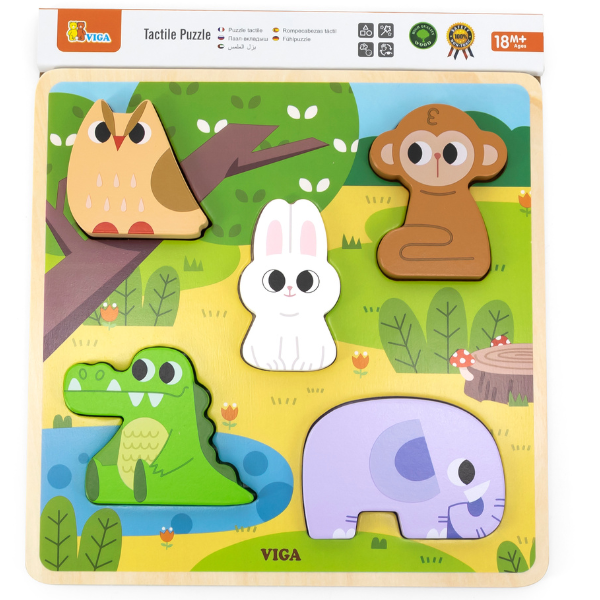 Puzzle tactil - inserție "Animalele din pădure", 5 elem. [3]