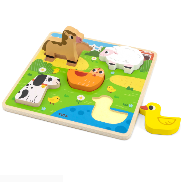Puzzle tactil - inserție "Ferma", 5 elem. [5]