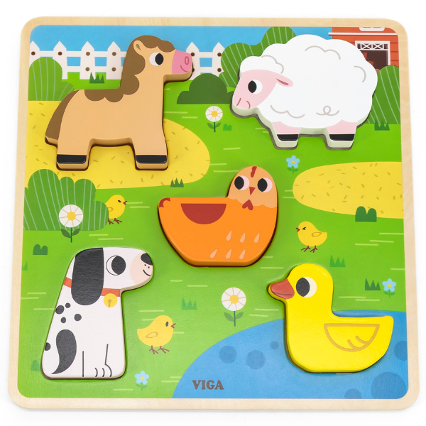 Puzzle tactil - inserție "Ferma", 5 elem. [7]