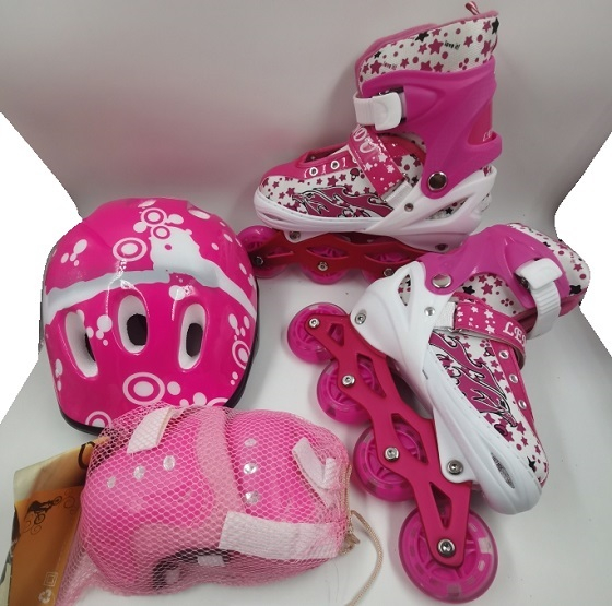Set Role pentru Copii "Pink Galaxy" - Cască și Protecții Incluse( Roți cu lumini ) 39-42 [2]