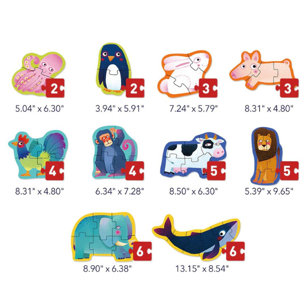 Seria de puzzle-uri „Animale”, 10 în 1, nivelul 1 [2]