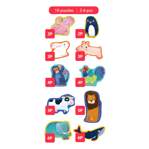 Seria de puzzle-uri „Animale”, 10 în 1, nivelul 1 [4]