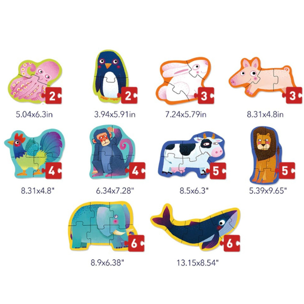 Seria de puzzle-uri „Animale”, 10 în 1, nivelul 1 [2]