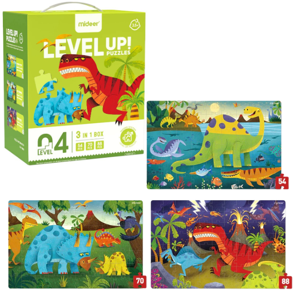 Seria de puzzle-uri „Era dinozaurilor”, 3 în 1, nivelul 4 [8]