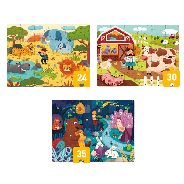 Seria de puzzle-uri „Scene din Viața Animalelor”, 3 în 1, nivelul 3 [2]