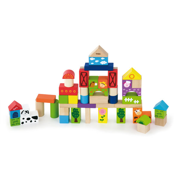 Set cuburi  din lemn 50 buc "Ferma" [1]