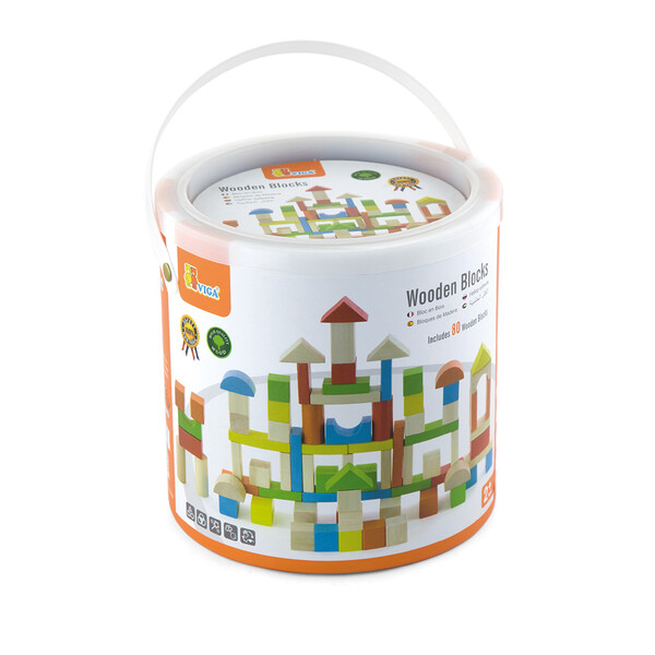 Set de 80 de cuburi culorate din lemn [4]