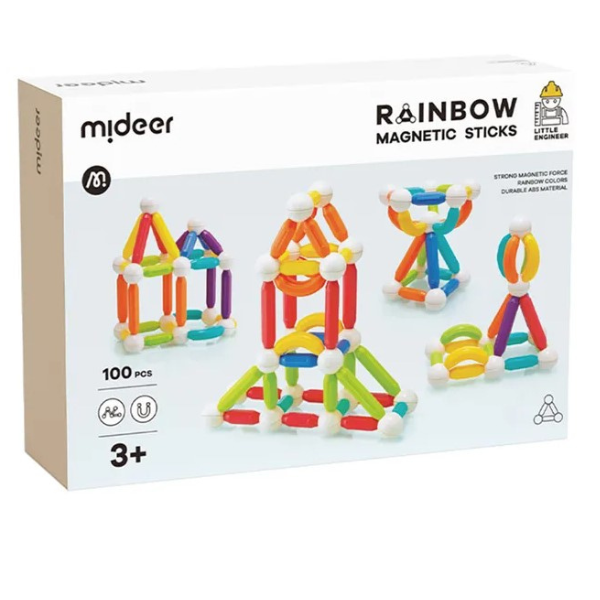 Set de construcție magnetic „Cilindri în culori de curcubeu”, 100 buc. [28]