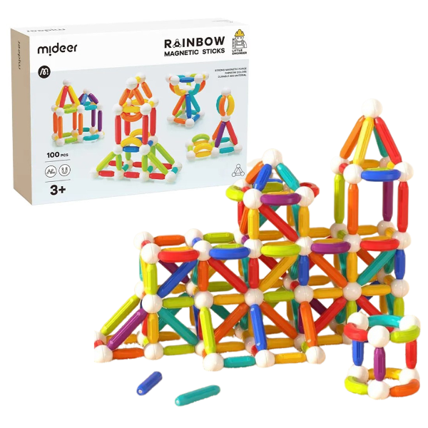 Set de construcție magnetic „Cilindri în culori de curcubeu”, 100 buc. [1]