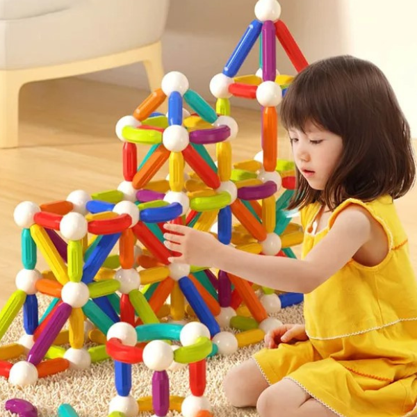 Set de construcție magnetic „Cilindri în culori de curcubeu”, 100 buc. [26]