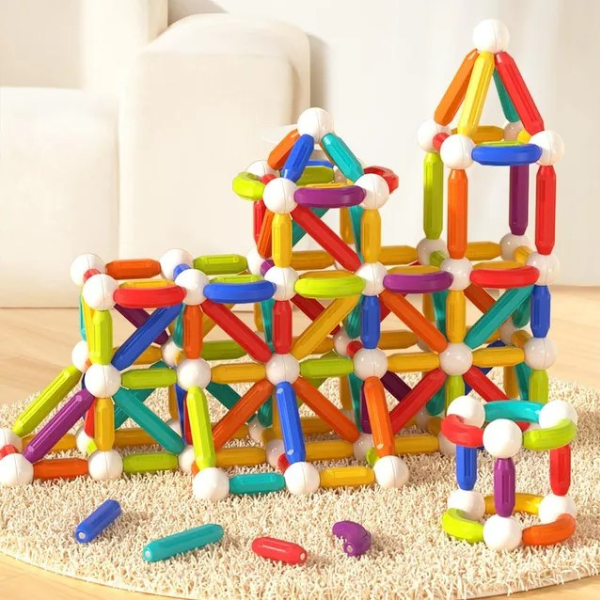 Set de construcție magnetic „Cilindri în culori de curcubeu”, 100 buc. [27]
