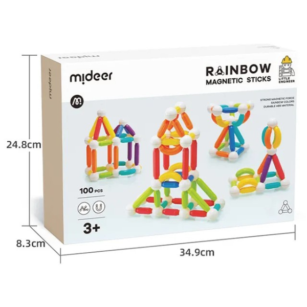 Set de construcție magnetic „Cilindri în culori de curcubeu”, 100 buc. [30]
