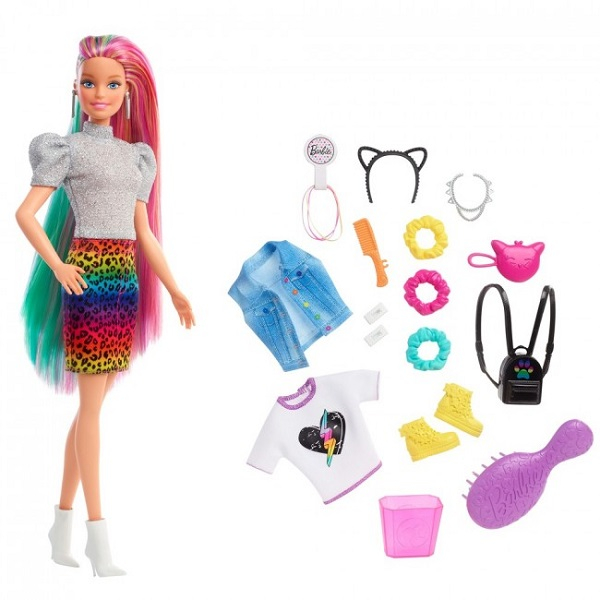 Set de joacă Barbie „Aspect de leopard cu păr în nuanțe de curcubeu” [2]