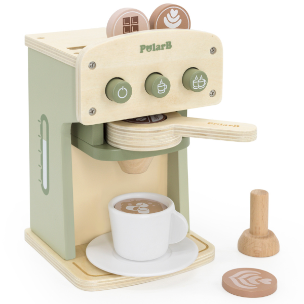 Set de joaca din lemn "Mașină de cafea cu accesorii." [10]