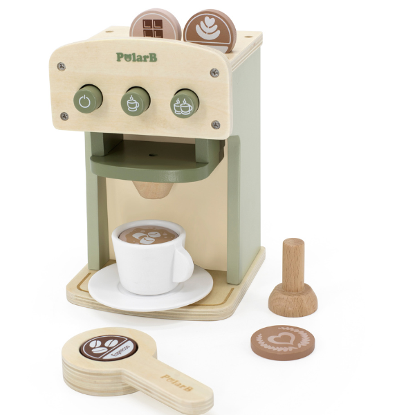 Set de joaca din lemn "Mașină de cafea cu accesorii." [11]
