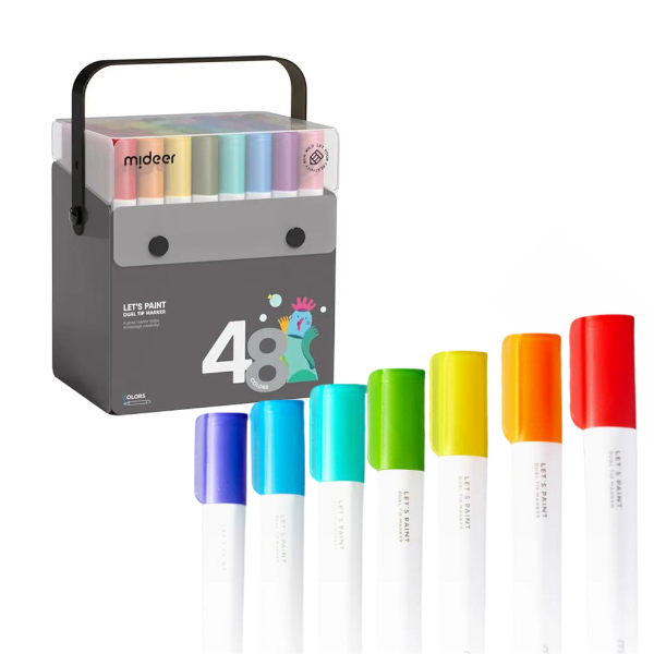 Set de markere semitransparente cu vârf dublu, 48 culori [1]