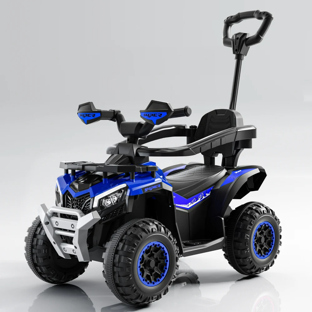 Tolocar ATV pentru copii, cu mâner parental, muzică și lumini, design modern, albastru (903587) [2]