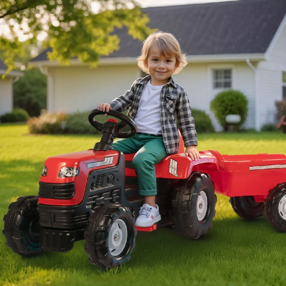 Tractor cu pedale și remorcă Ranchero roșu, Dolu (8146) [2]