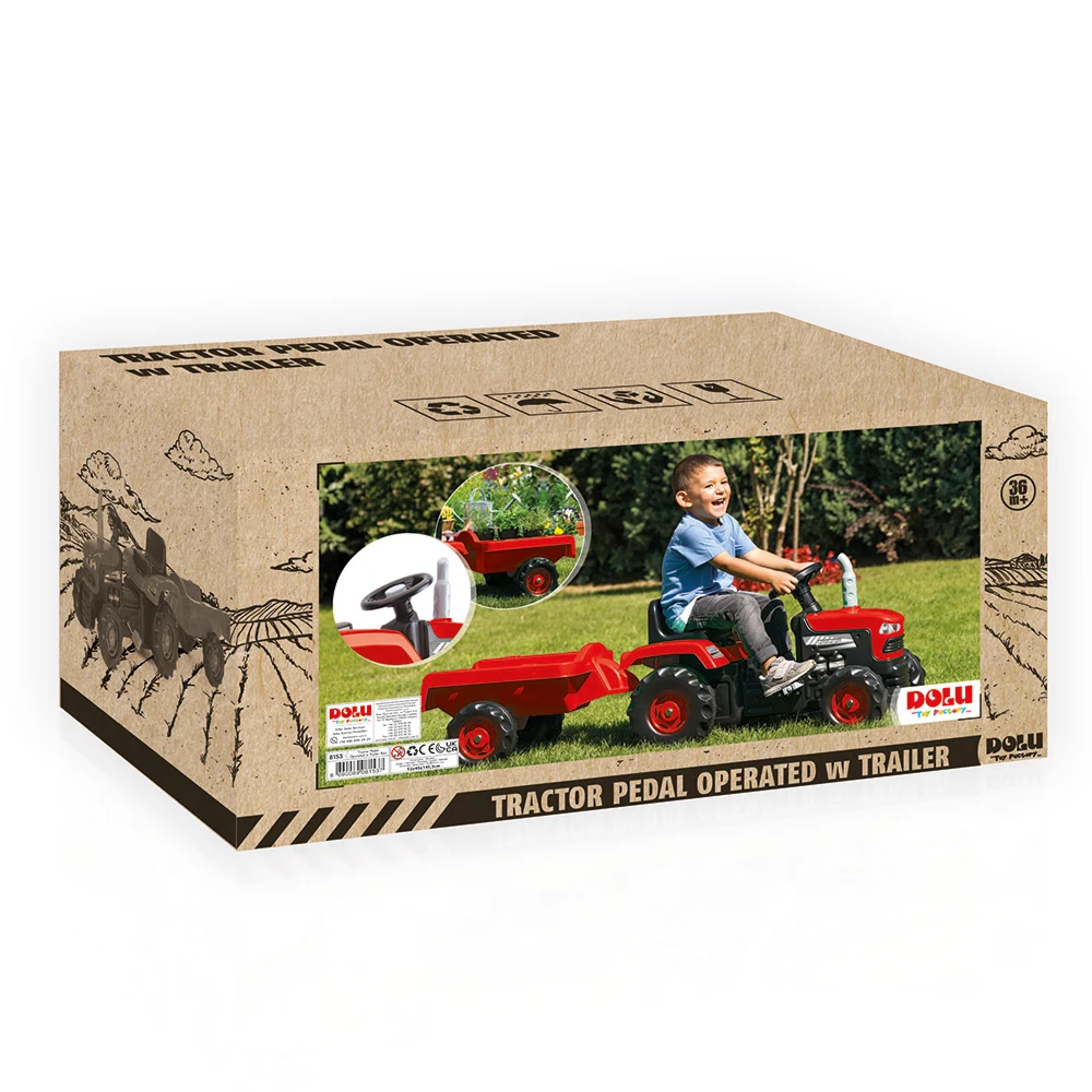 Tractor cu pedale și remorcă roșu, Dolu (8153) [2]
