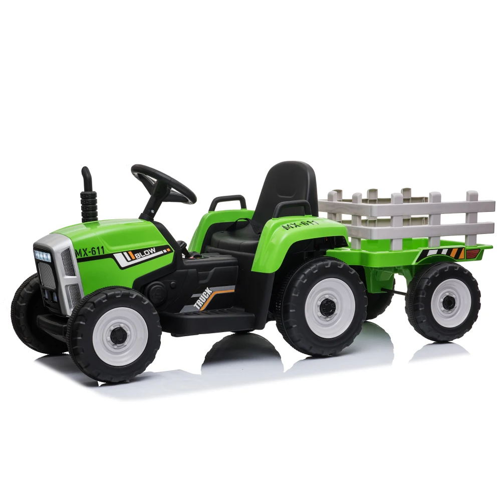 Tractor electric pentru copii cu remorcă, verde (MX611/2) [2]