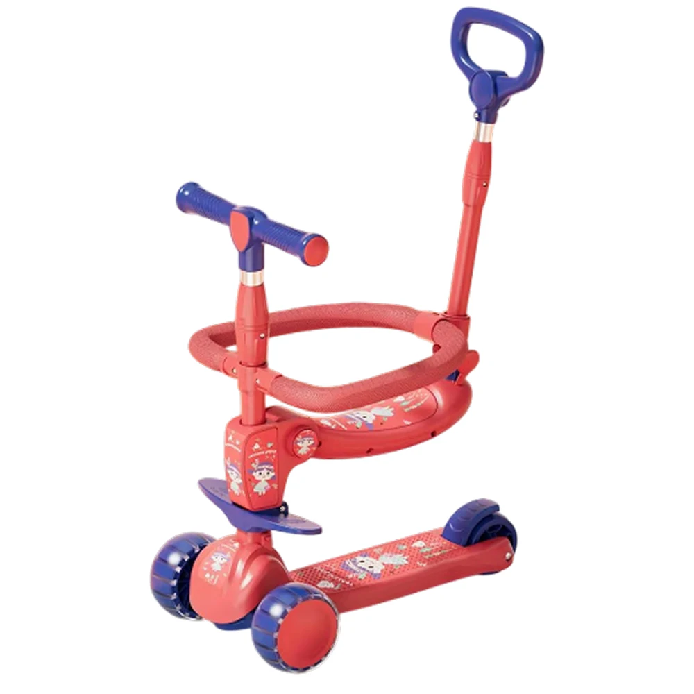 Trotinetă pentru copii 6 în 1 cu scaun, mâner parental, roți luminoase și muzică, 3 culori, RTM Scooter (JSC366) [2]